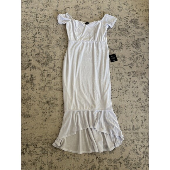 Lulus How Much I Care White Velvet Off-the-Shoulder Midi Dress Size XL Bridal - Picture 2 of 7